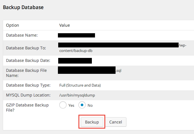 WP-DBManager でのバックアップや最適化、復元方法