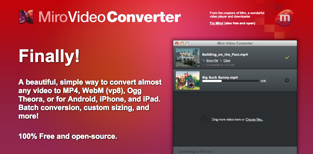 mp4動画をogg形式に変換できる「Miro Video Converter」の使い方